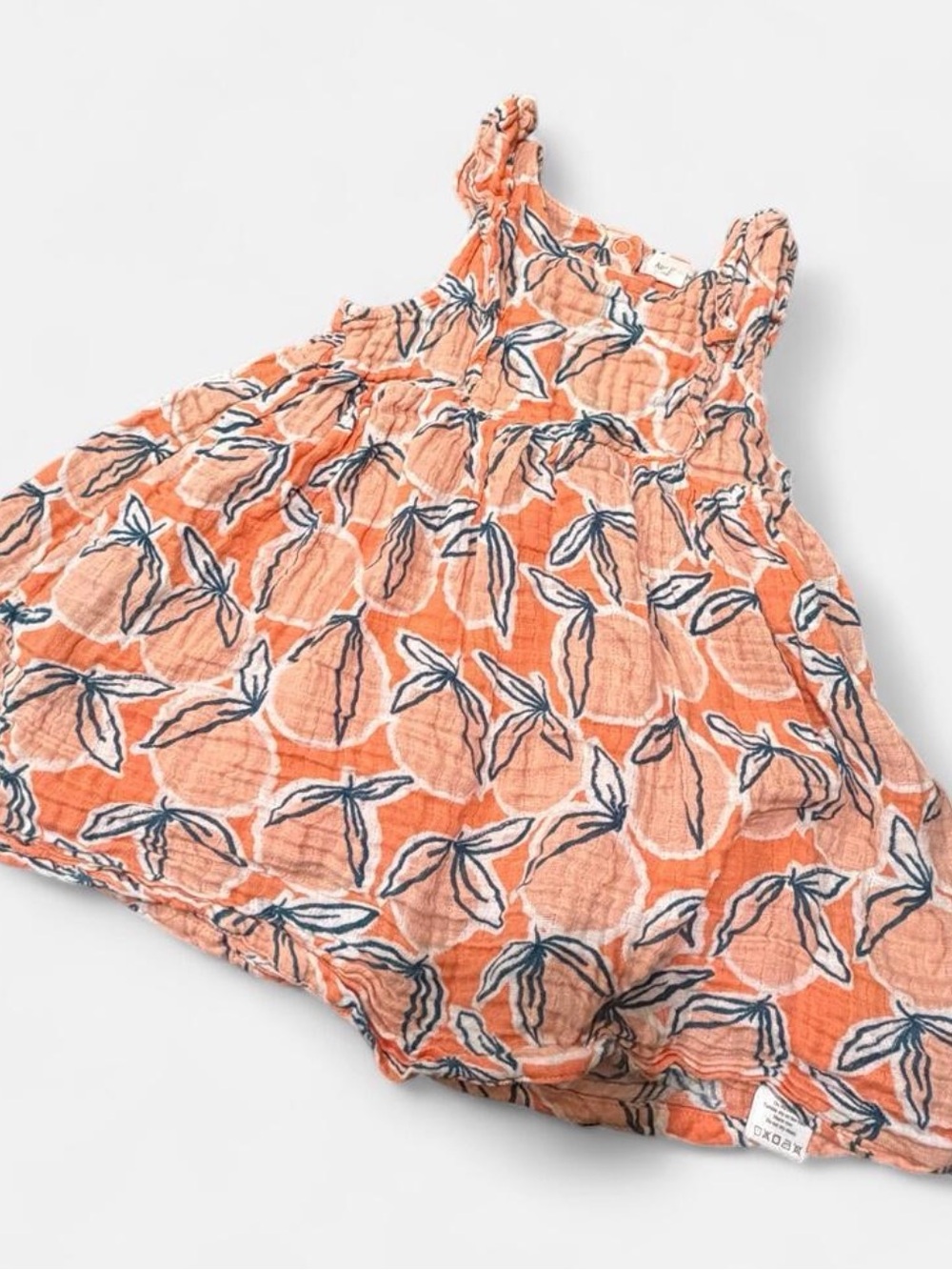 Angel Dear Peach Orange Floral Gauze Dress